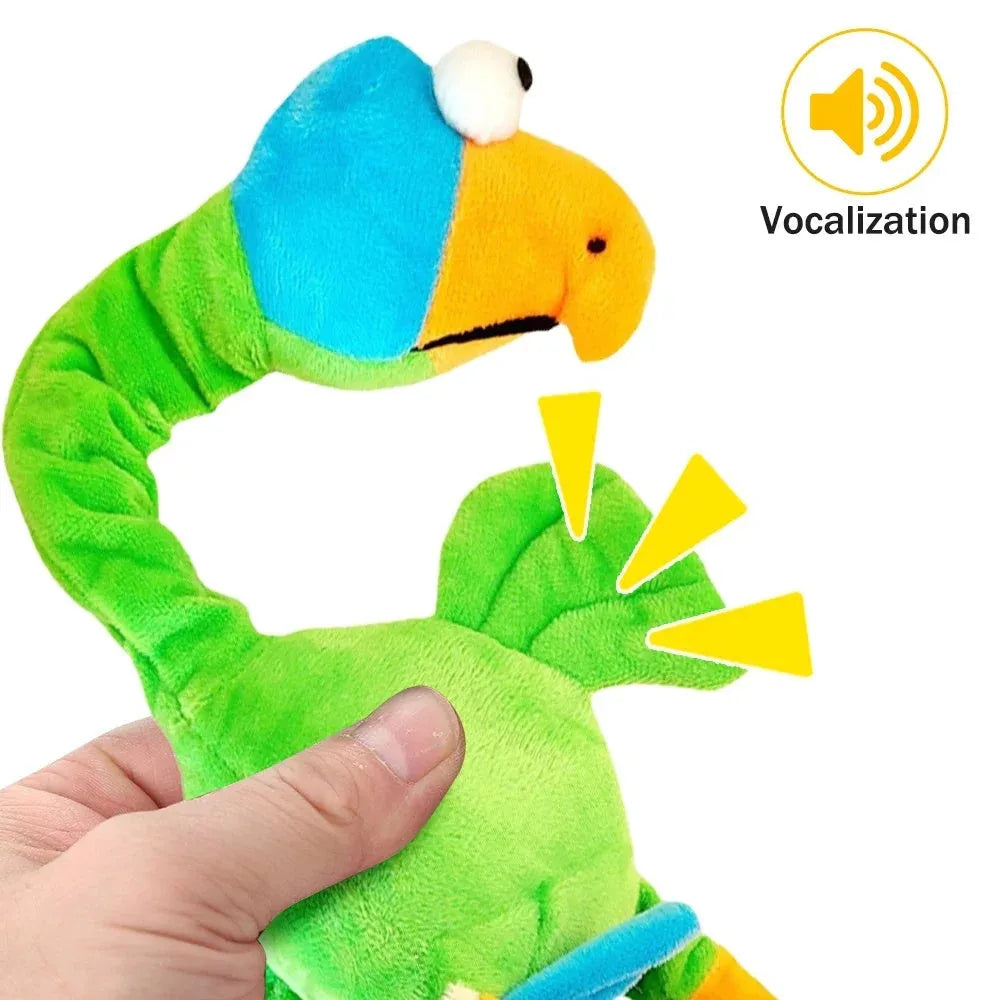 Screaming chicken sound dog chew toy in bite-resistant rubber, black green orange colours
