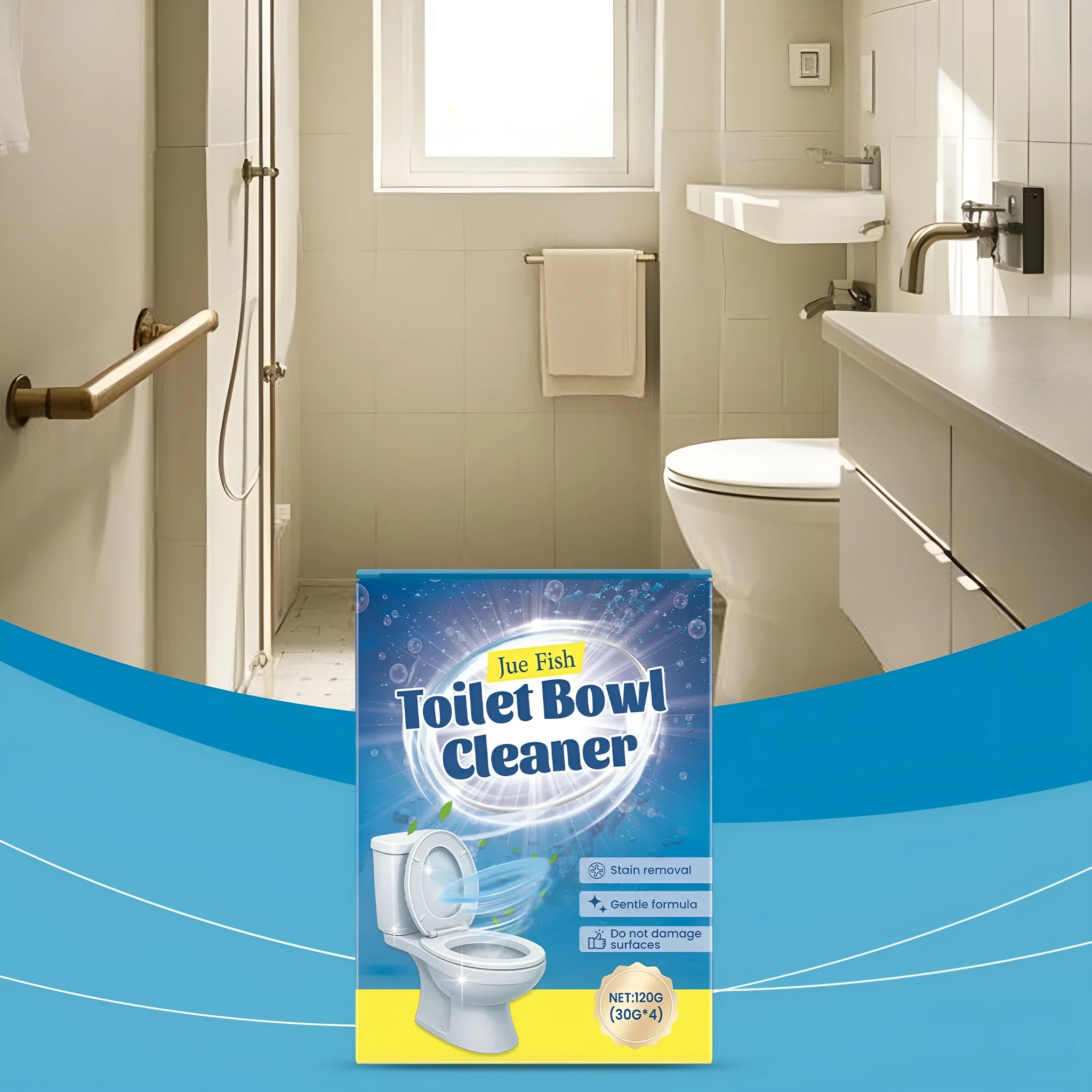 Toilet cleaning powder pack with four individual 30g sachets for bowl cleaning