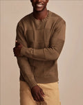 Men's round neck long sleeve bottoming sweater in rabbit fur blend, thick loose fit, colour black, front view