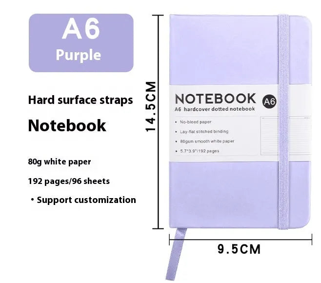 A5 PU leather strap notebook with horizontal lines available in marble and skin-feeling colours like black, blue, and gold