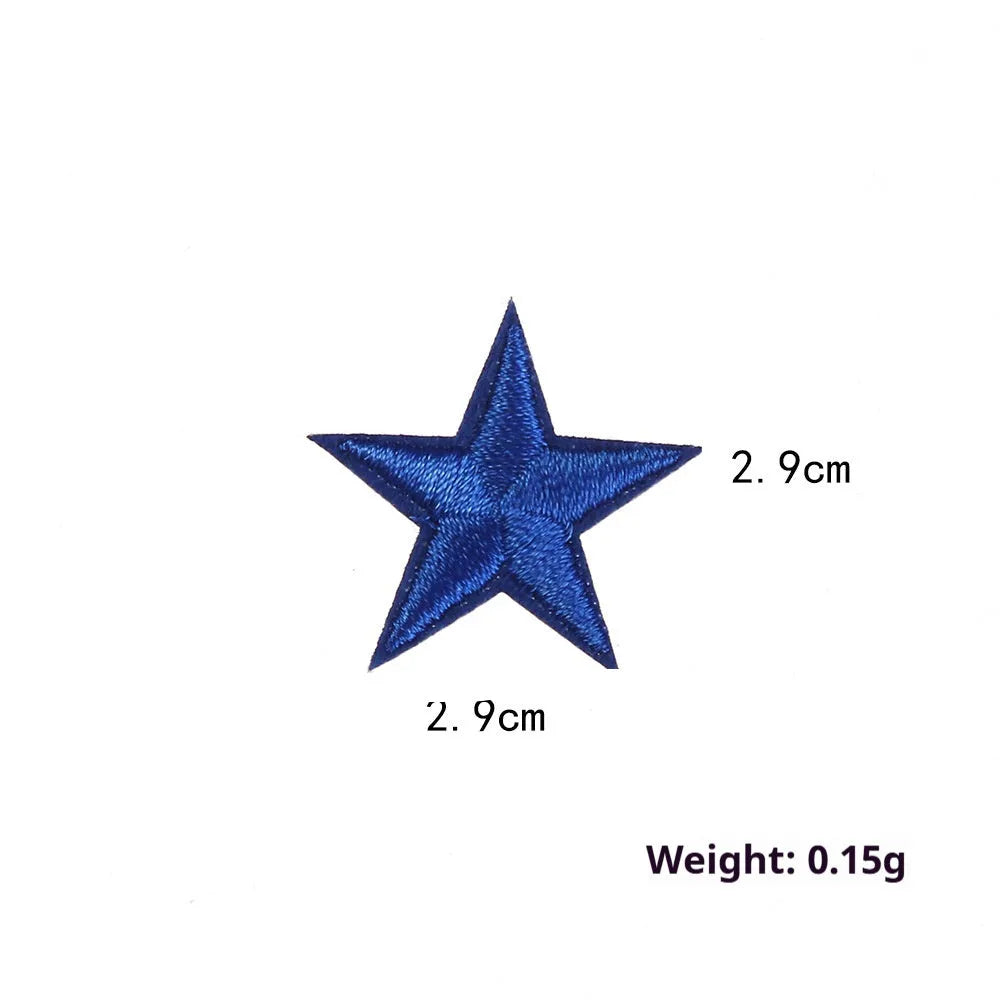 Colourful five-pointed star cloth embroidery stickers for DIY fabric decoration