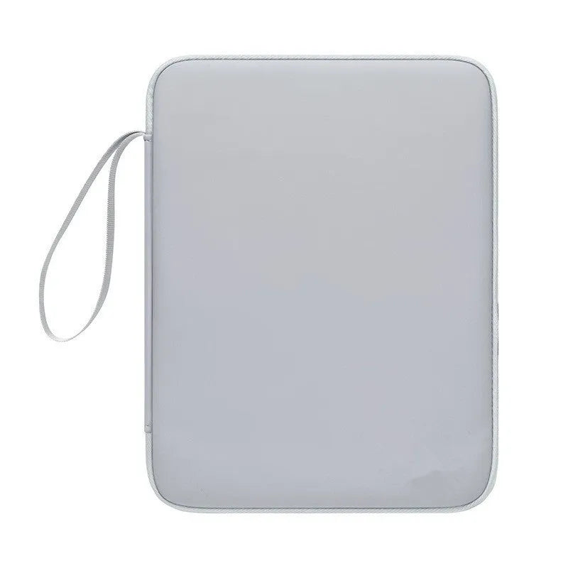 Imitation leather tablet protective case with carrying handle in light grey colour