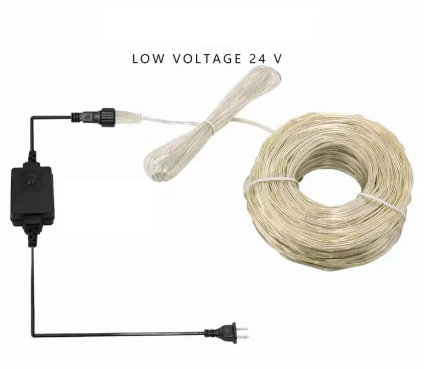 24V low voltage leather wire string light 100m 1000 LEDs with 8-function controller