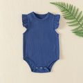 Newborn baby girl cotton knitted triangle onesie jumpsuit in dark gray with hidden snap closure