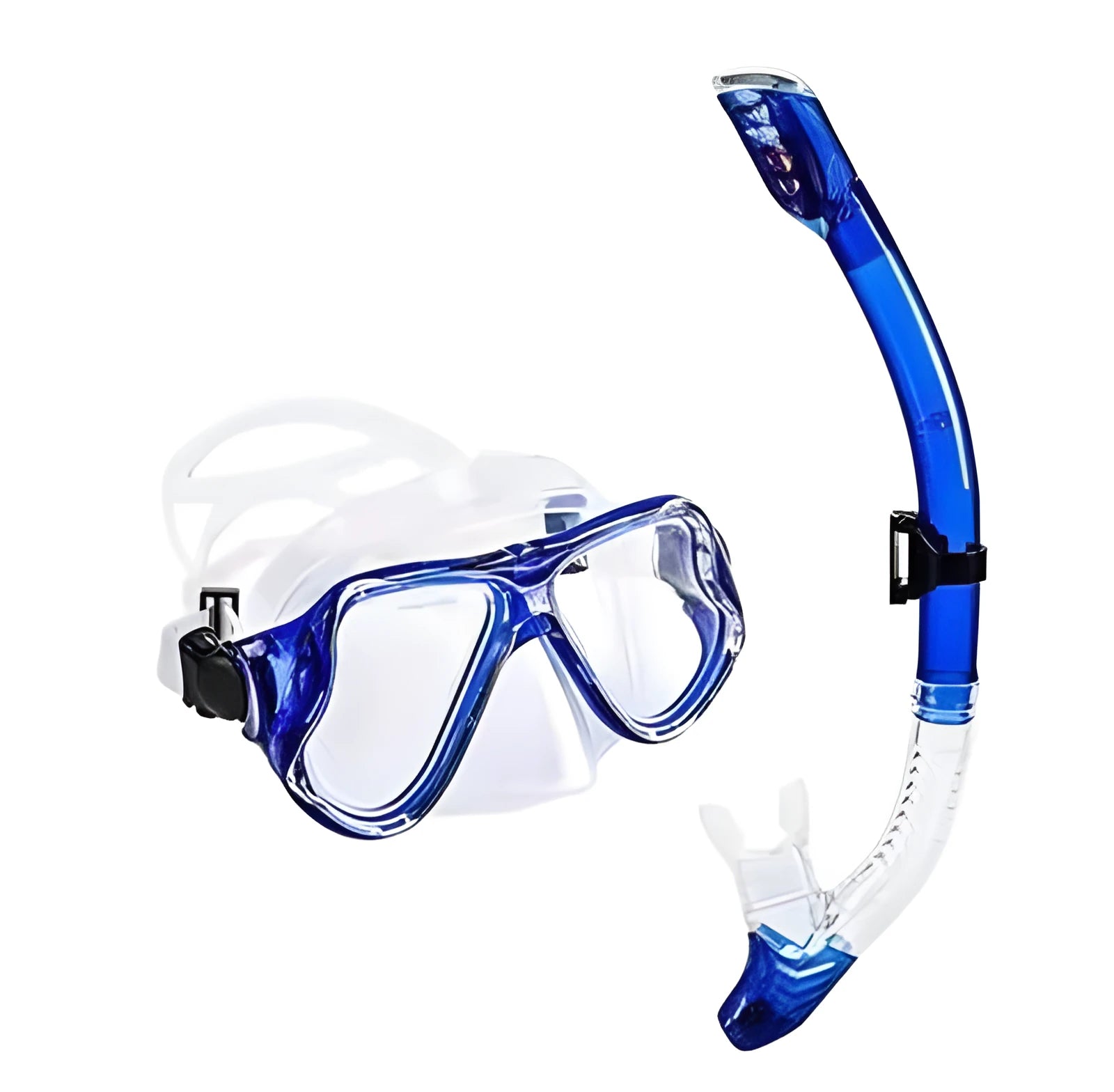 Anti-fog diving goggles with PC frame and adjustable silicone strap in blue colour