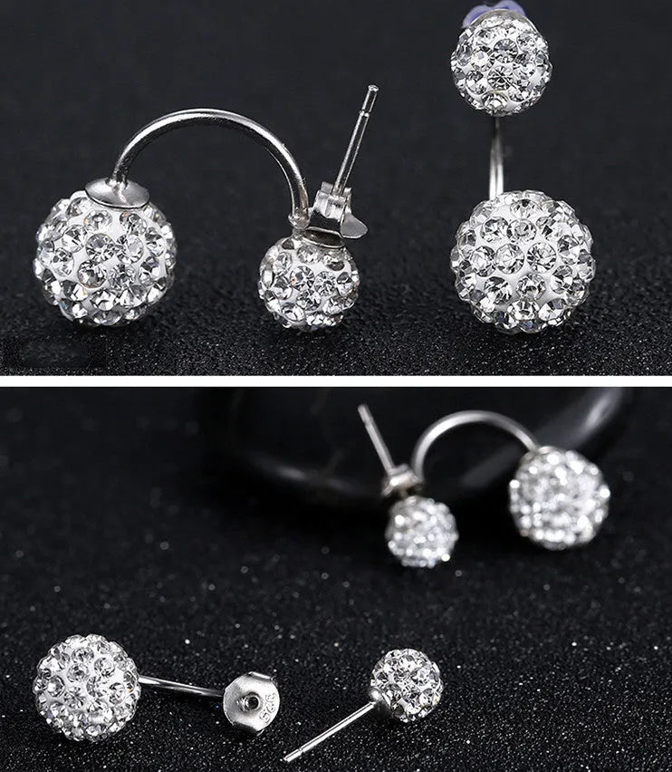 Rhodium plated 925 silver stud earrings with CZ diamond in silver colour 6mm