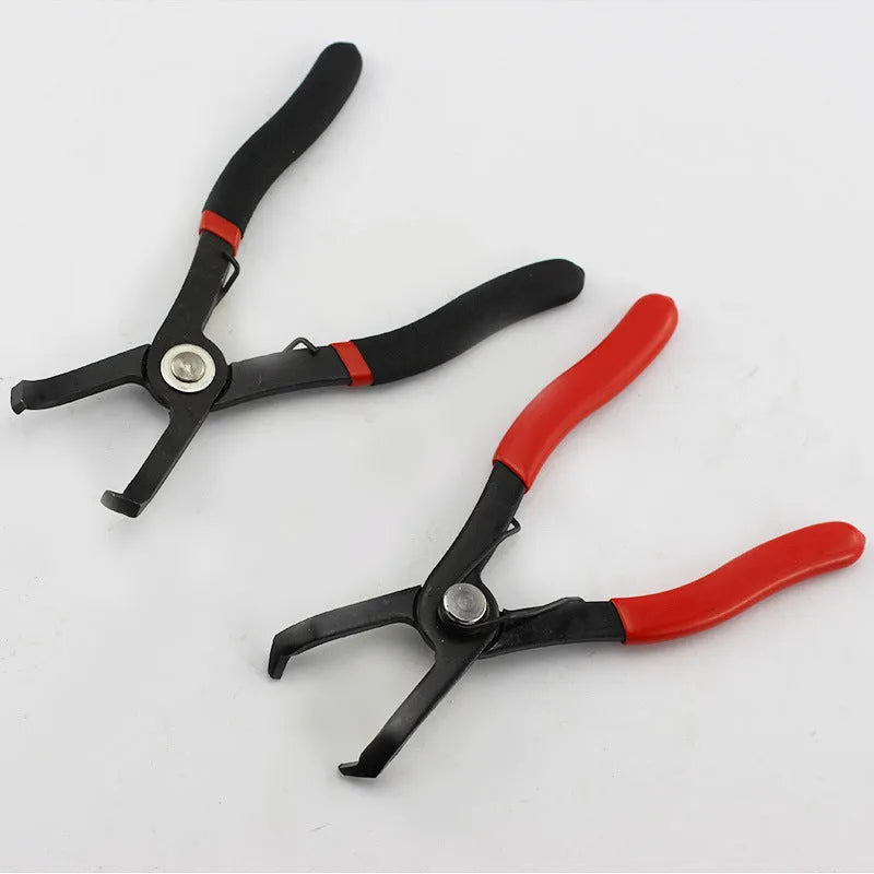 Red interior round nail removal pliers with PVC handles for door panel fastener extraction
