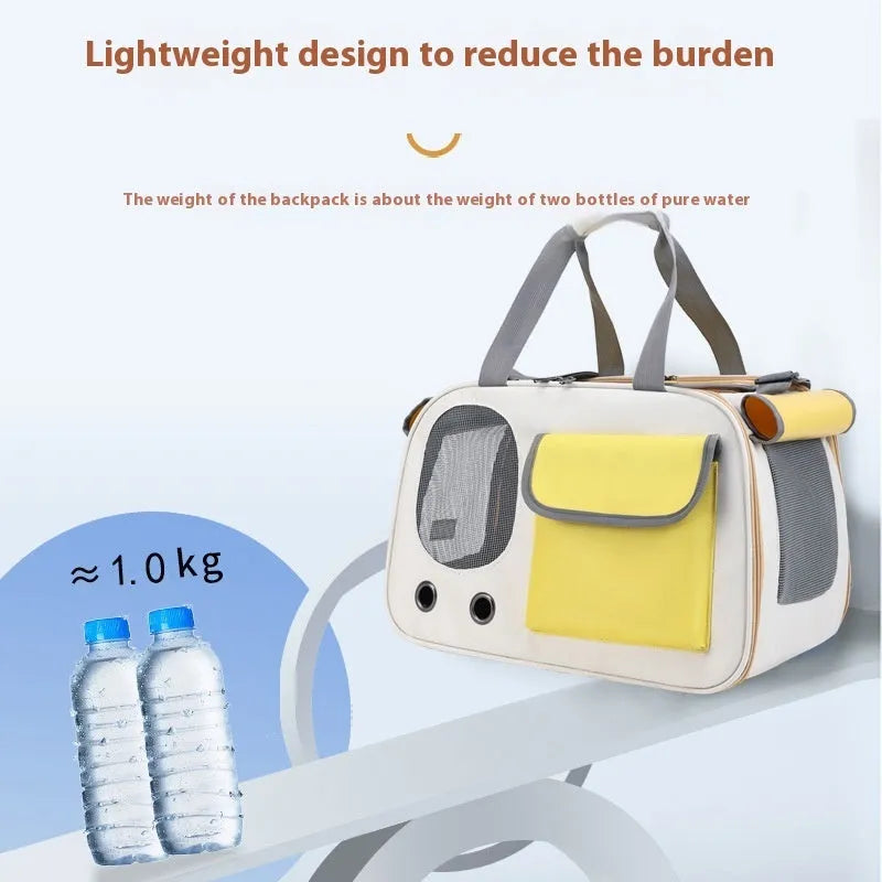 Portable foldable canvas pet bag in black colour with single shoulder strap