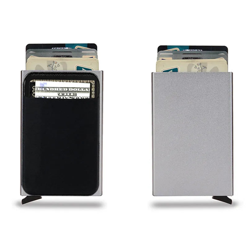 Aluminium alloy metal credit card holder with frosted finish in a choice of eight solid colours.