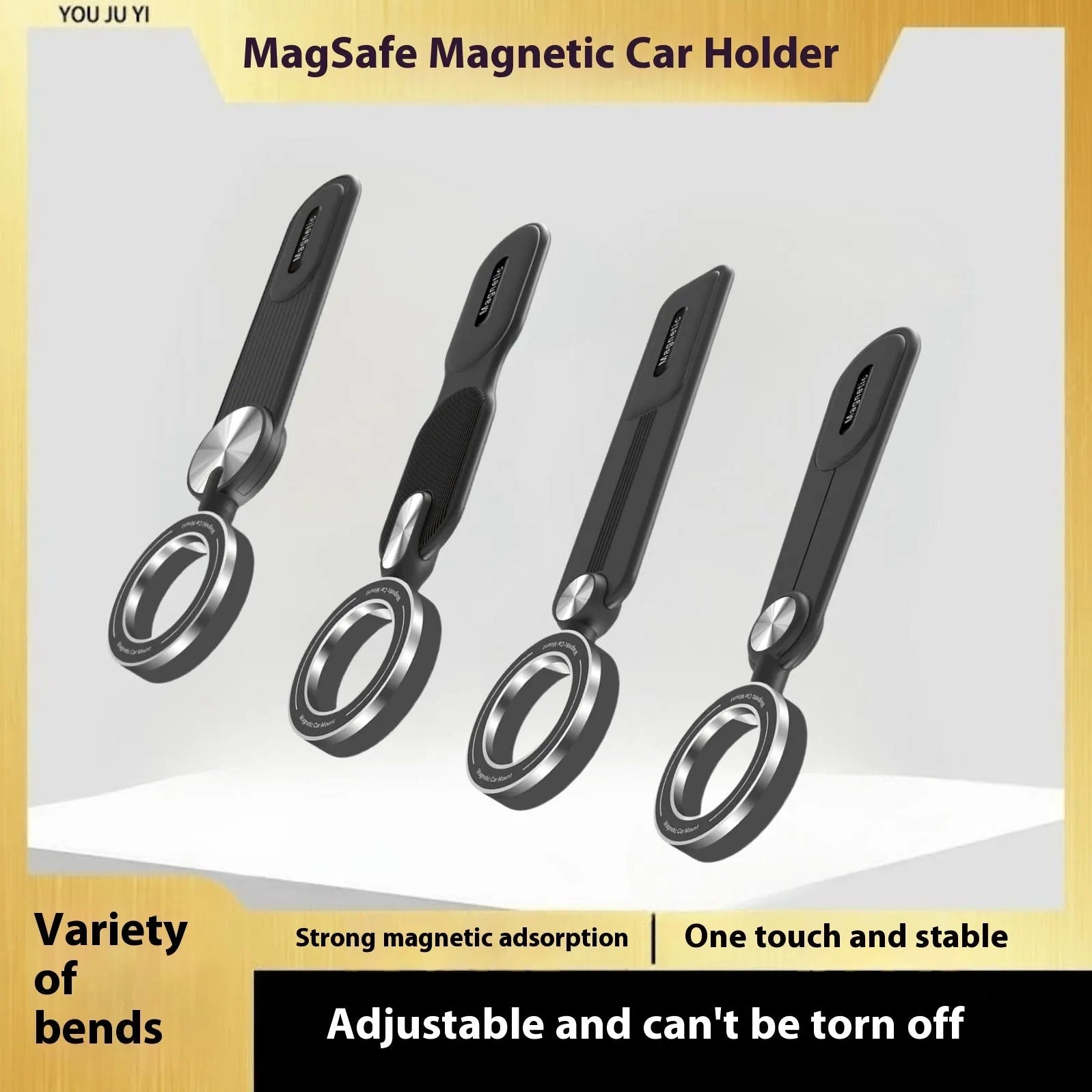 Magnetic suction folding car phone holder in RT025 Classic Edition on dashboard for secure driving use