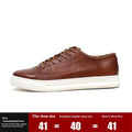 Men's handmade first-grain horse leather distressed casual shoes in dark brown with lace-up closure and stitching