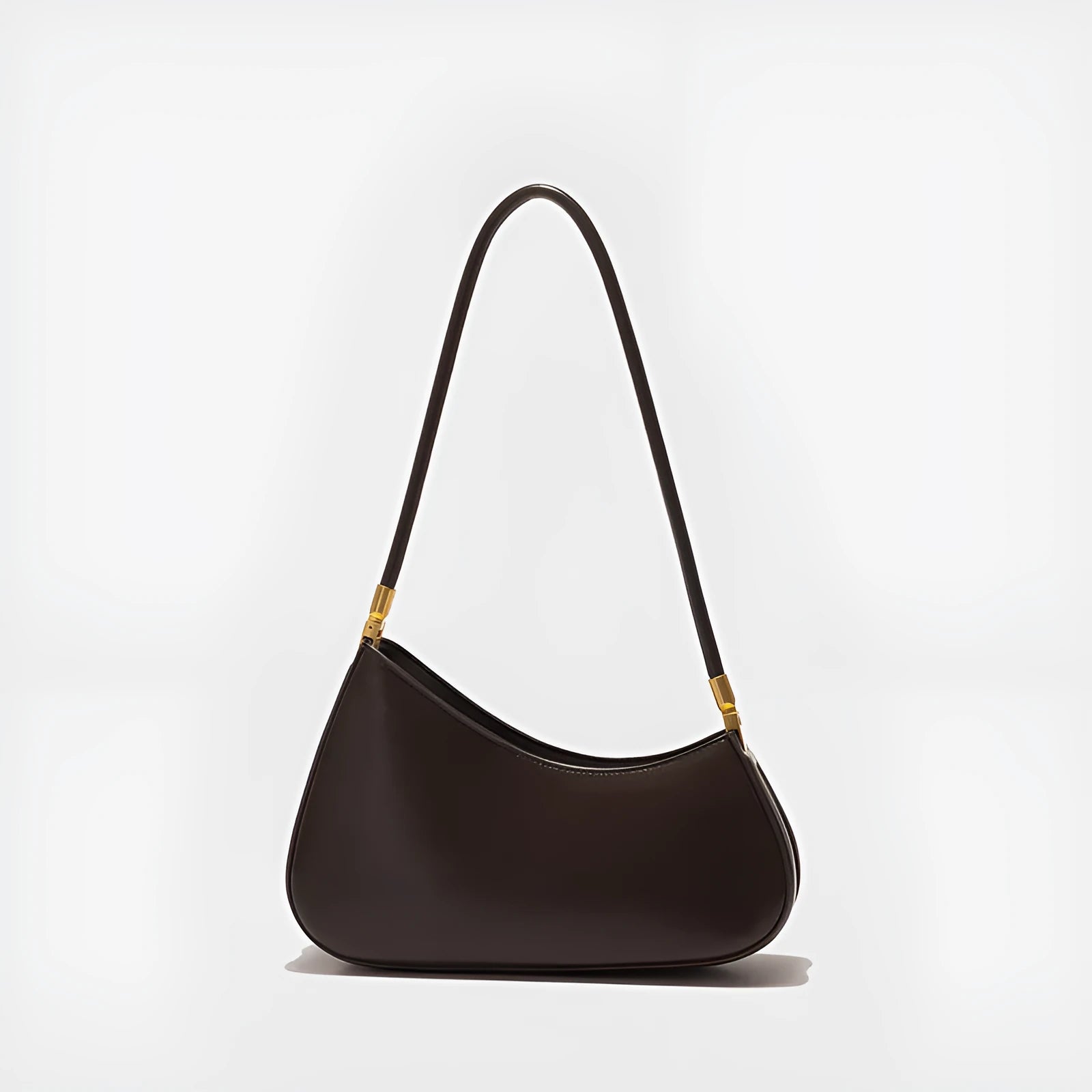 Women's oval-shaped PU leather underarm handbag in multiple colours with sandwich pocket design