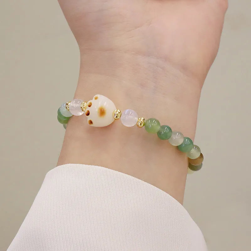 Natural sunstone crystal bracelet women cut surface butterfly motif handcrafted fresh style