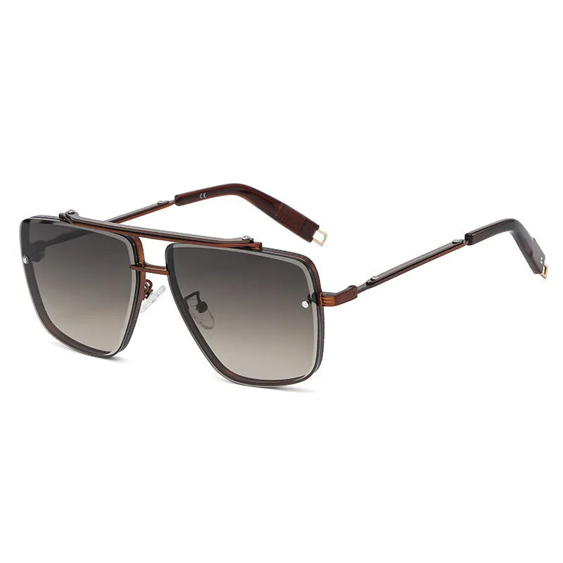 Twin-beam metal sunglasses for men with UV400 full frame in black and gold colour option