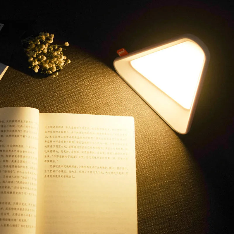 Creative flip LED night light in simple white with petal shape, USB chargeable gravity sensor lamp on desk
