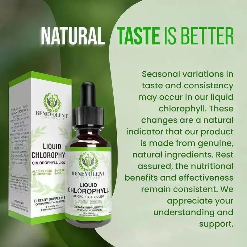 60ml bottle of natural chlorophyll drops for adult body odour and intestinal care