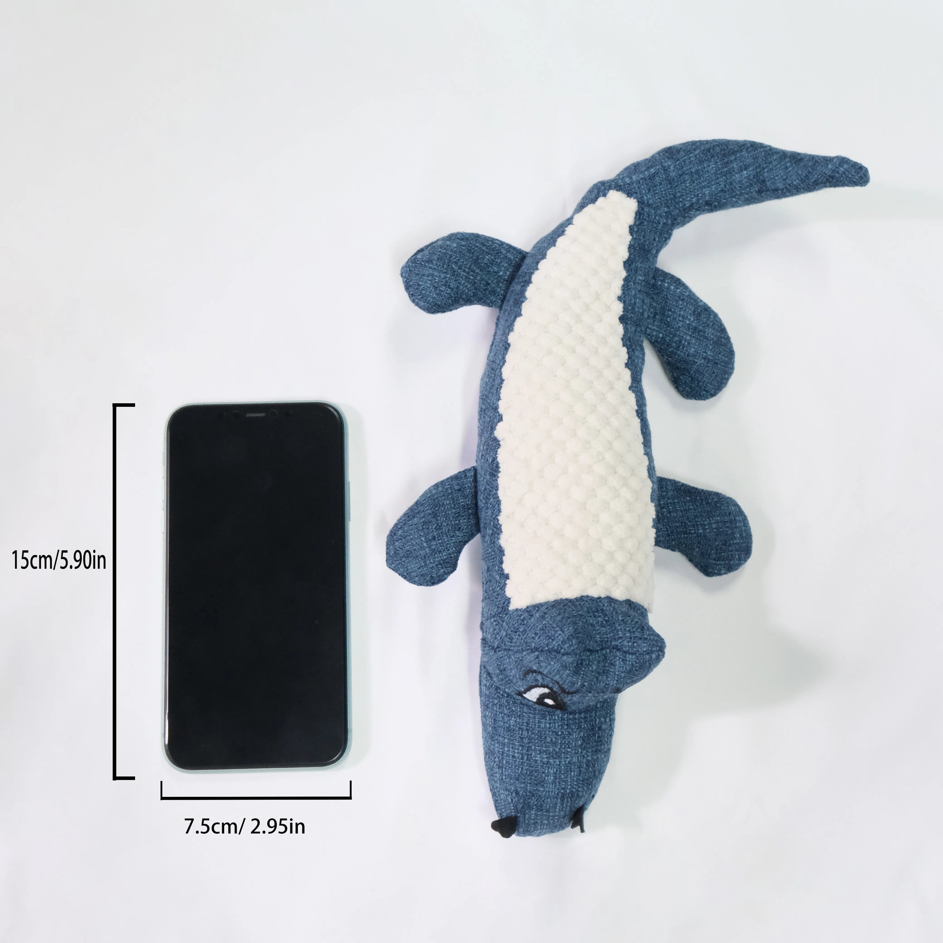 Corn grid pattern plush toy for pets in blue colour with textured surface for teeth cleaning