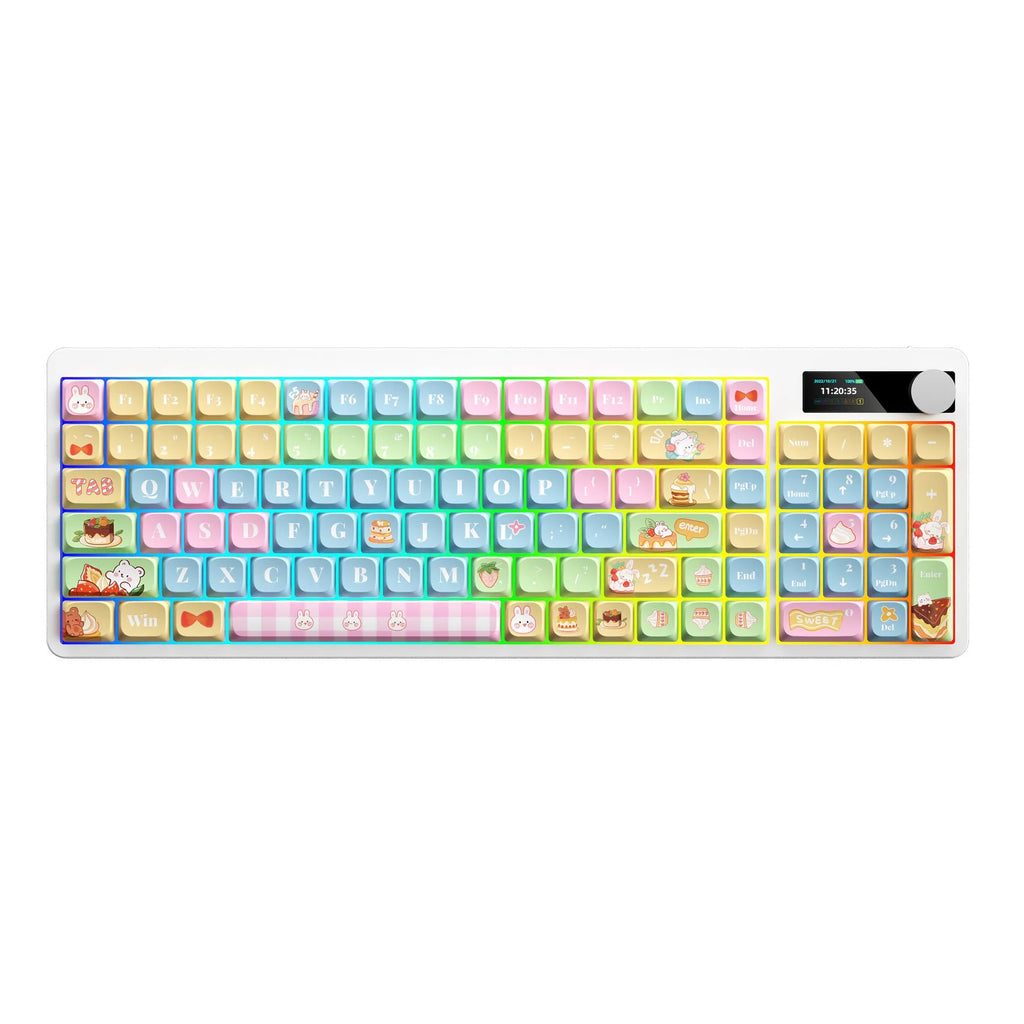 Black Iron Cow mechanical keyboard with RGB backlighting showing full key layout