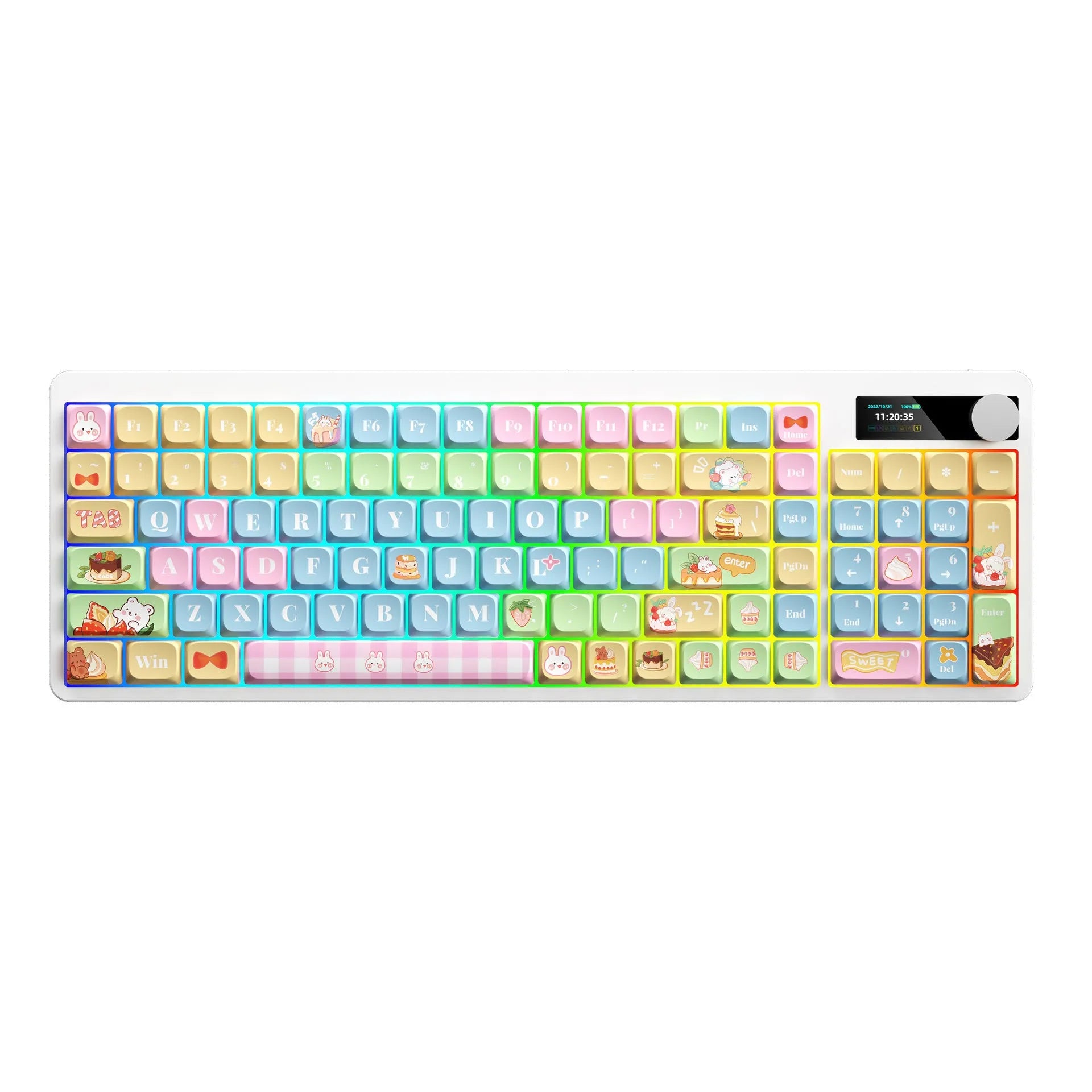 Black Iron Cow mechanical keyboard with RGB backlighting showing full key layout