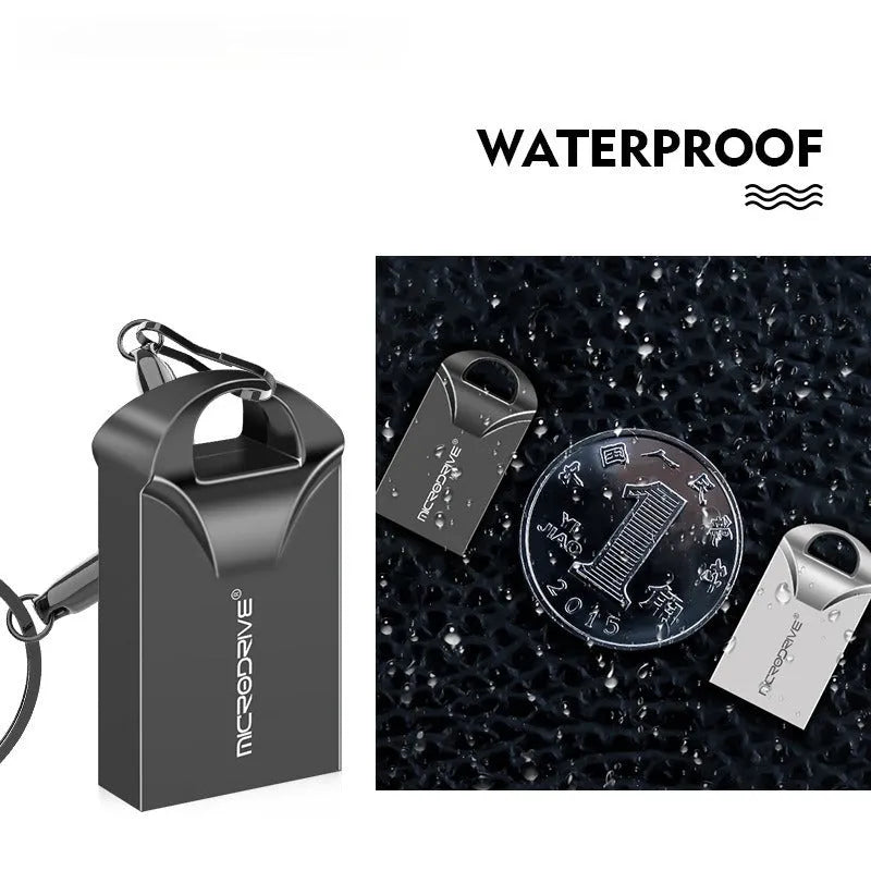 Mini black and silver metal USB flash drive with compact 23mm design