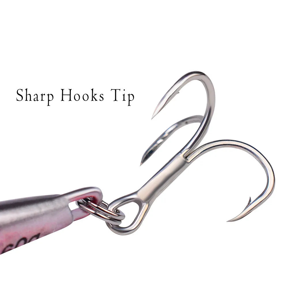 Luya Bait metal iron plate submerged tossing lure with treble hook, luminous finish, 10g and 60g weight options