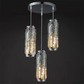 Industrial style crystal LED single head droplight pendant light in black, chrome, or gold finish.