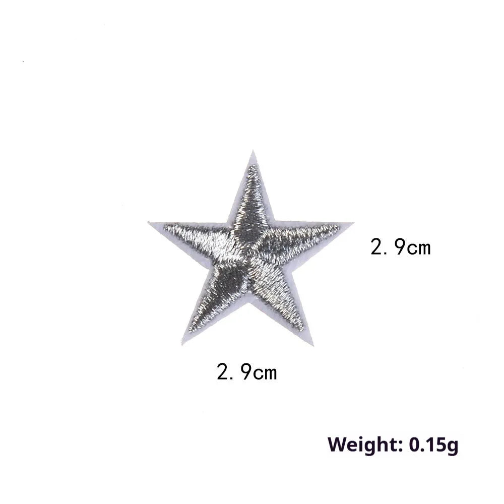 Colourful five-pointed star cloth embroidery stickers for DIY fabric decoration