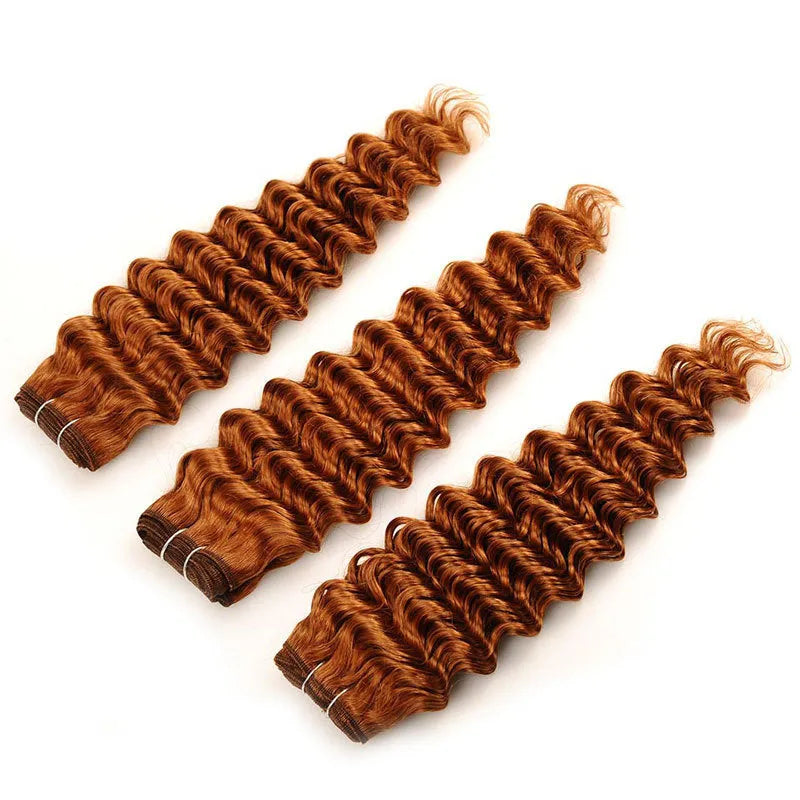 100g deep wave human hair bundle brown colour available in sizes 8 to 26 inches