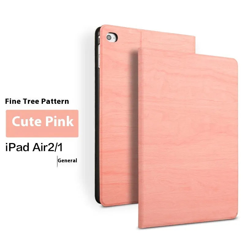 Sapphire blue imitation leather iPad protective cover with integrated sleep bracket standing upright.