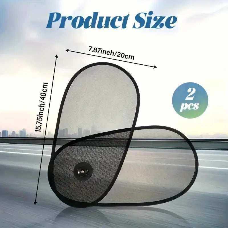 Black adjustable car side window sunshade with suction cups for baby sun protection