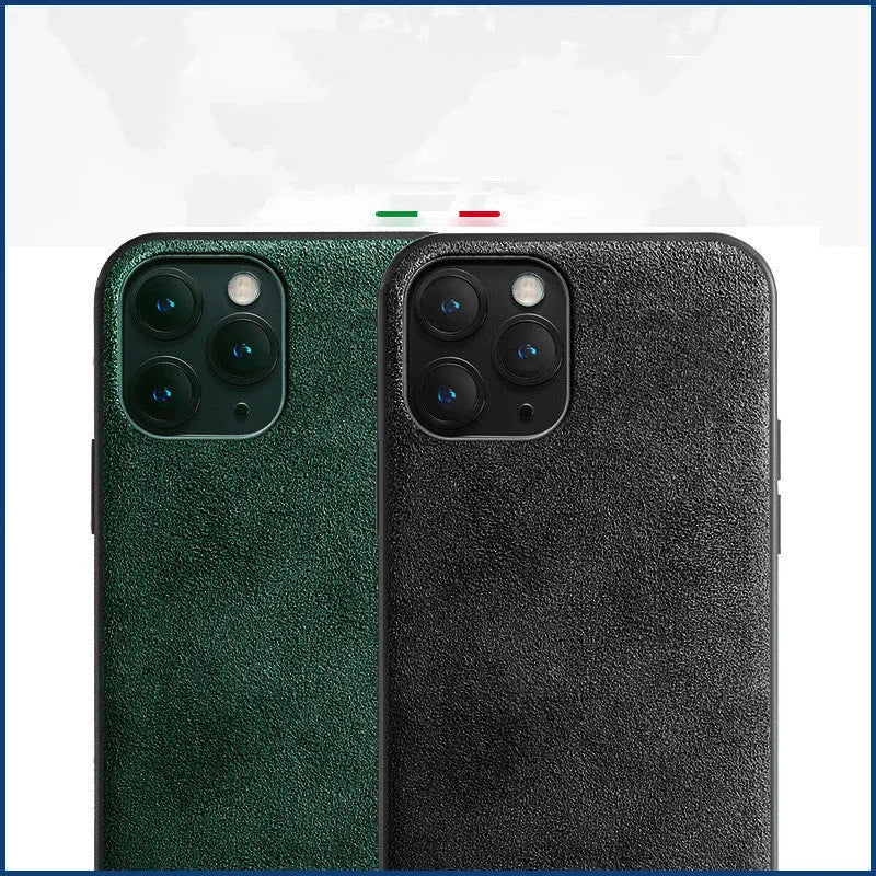 Suede iPhone case in dark blue colour showing back cover design