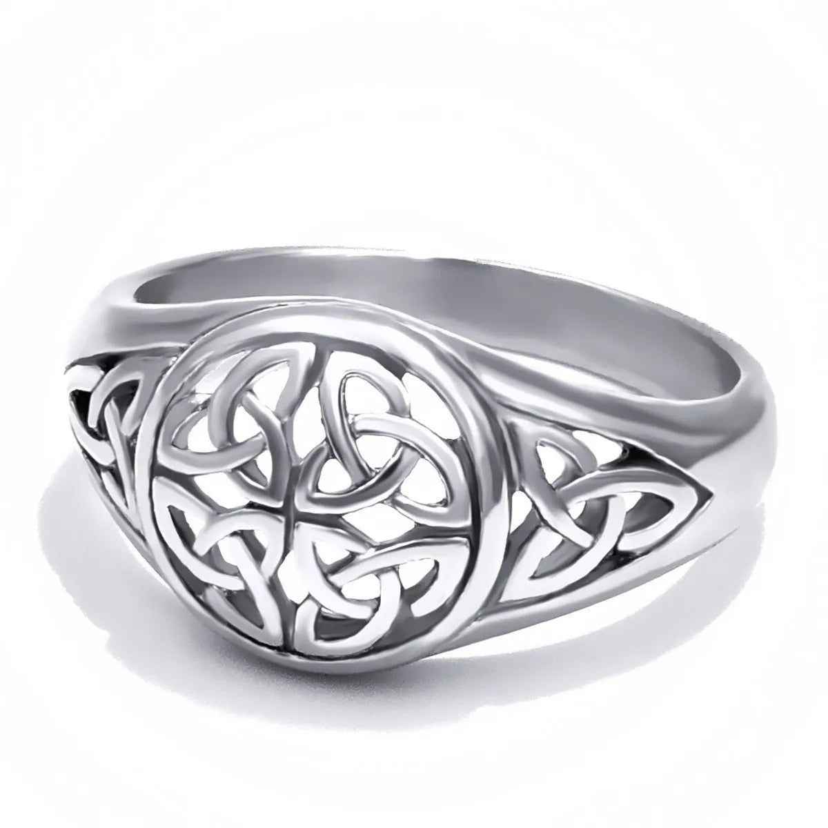 Silver alloy geometric unisex ring side view plain band no stones