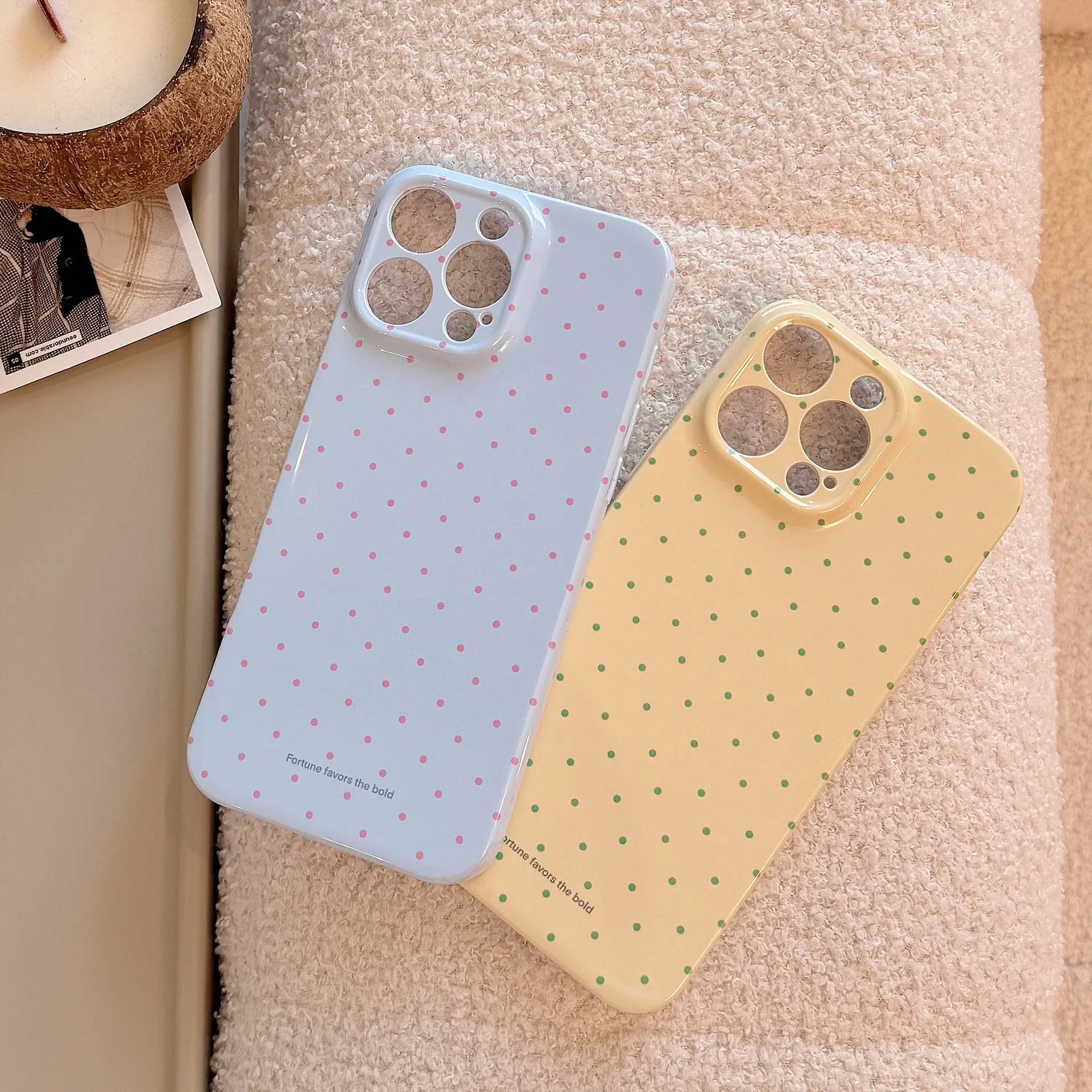 Soft TPU phone case with wavelet dot pattern for iPhone, available in pastel colours