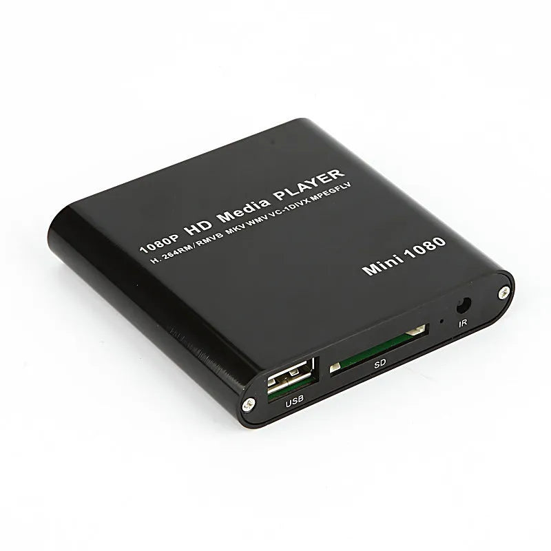 1080p Full HD media player with metal chassis, HDMI port, USB and SD card slots