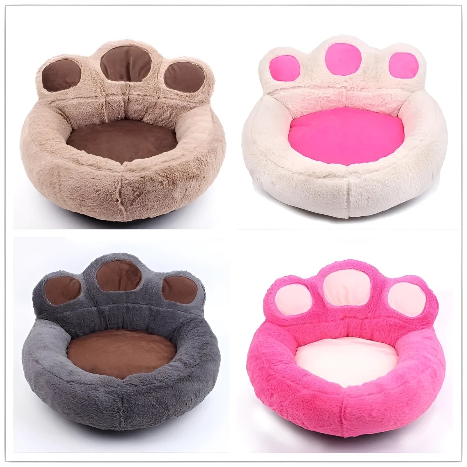 Bear paw teddy pet mat in coffee colour, short plush fabric, with PP cotton filling on floor