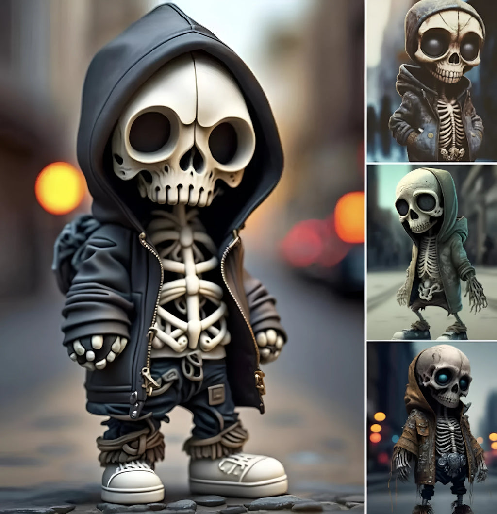 Resin skeleton figurine Halloween decoration 15cm American style desktop ornament