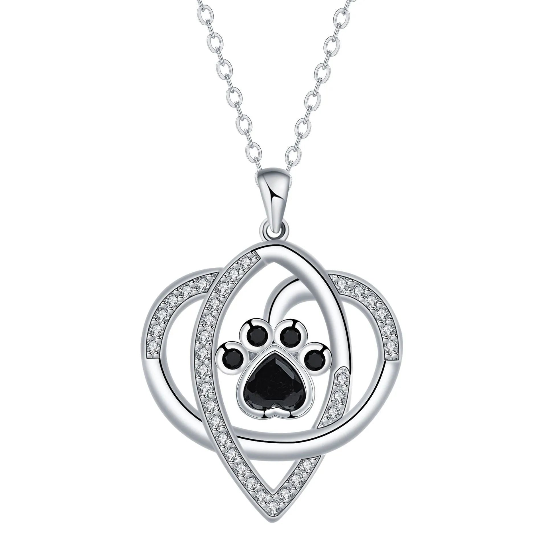 Copper dogs and cats footprints pendant necklace with electroplated finish on cross chain