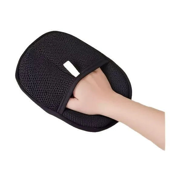 Black pet hair removal gloves with silicone bristles for dog cat rabbit grooming