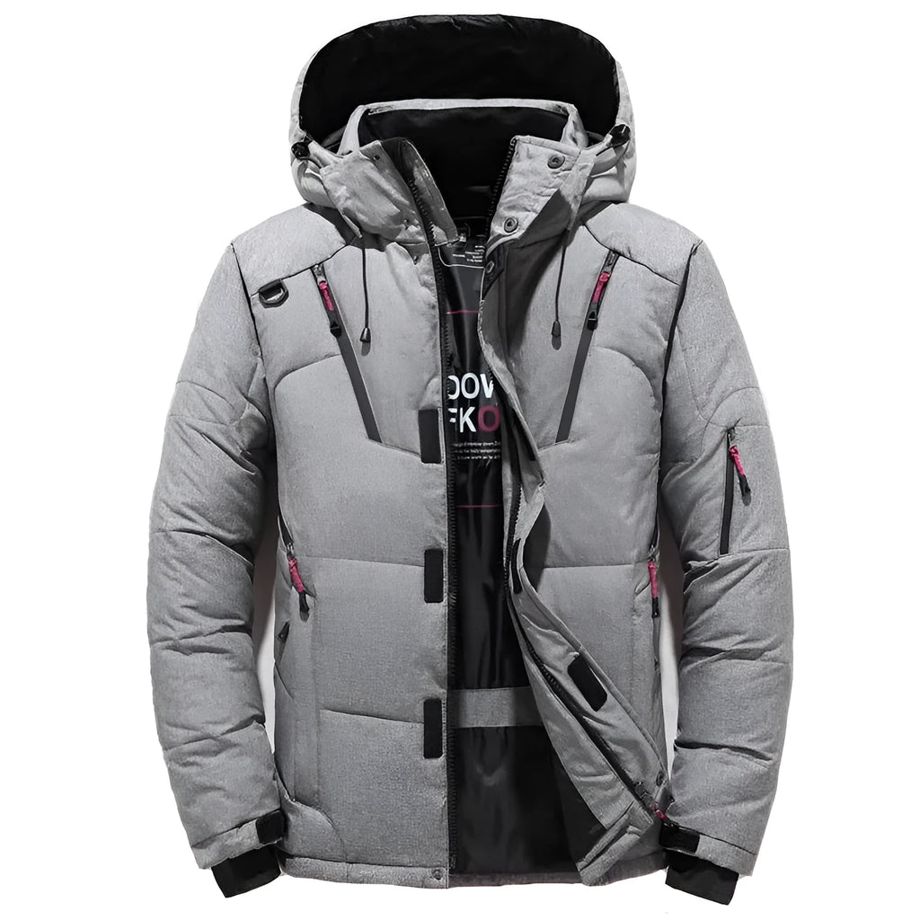 Men's polyester fibre down jacket in black, available in multiple colours and Asian sizes L to 4XL