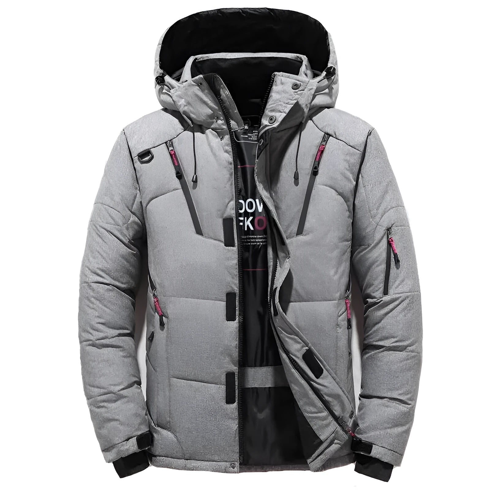 Men's polyester fibre down jacket in black, available in multiple colours and Asian sizes L to 4XL