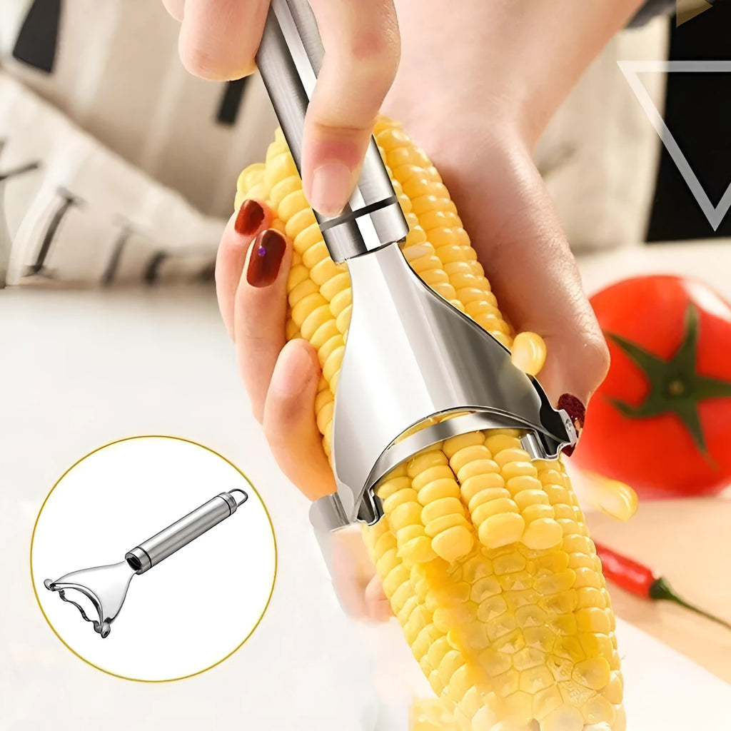 Stainless steel corn planer 18cm silver kernel stripper for household kitchen use