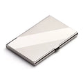 304 stainless steel business card case with laser sculpted geometric pattern and bevel edges
