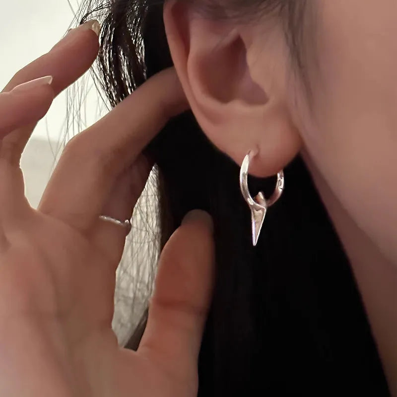 Women's geometric star ear clip earrings with electroplated white gold finish on copper
