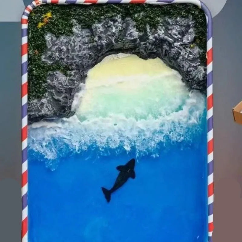 DIY bamboo marine landscape handmade model ornament with whale motifs