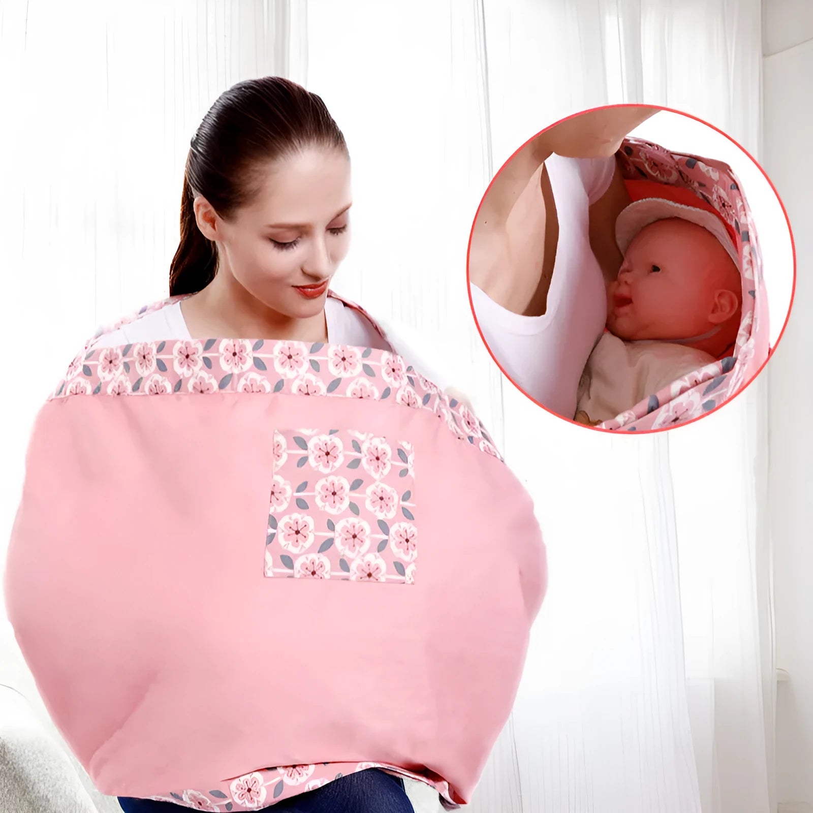 Baby wrap carrier sling in blue-green cotton mesh fabric, adjustable for newborn to 36 months, 50kg capacity