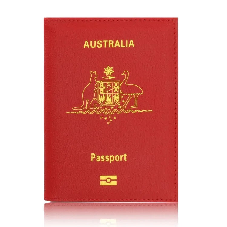 Light blue PU leather card bag with passport and card slots, solid colour European style