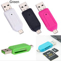 OTG dual-purpose card reader in five colours with micro USB interface for SD and TF memory cards