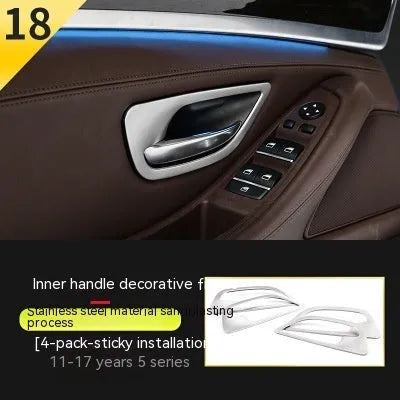 Set of four chrome-finish interior door handle trim pieces for BMW 5 Series
