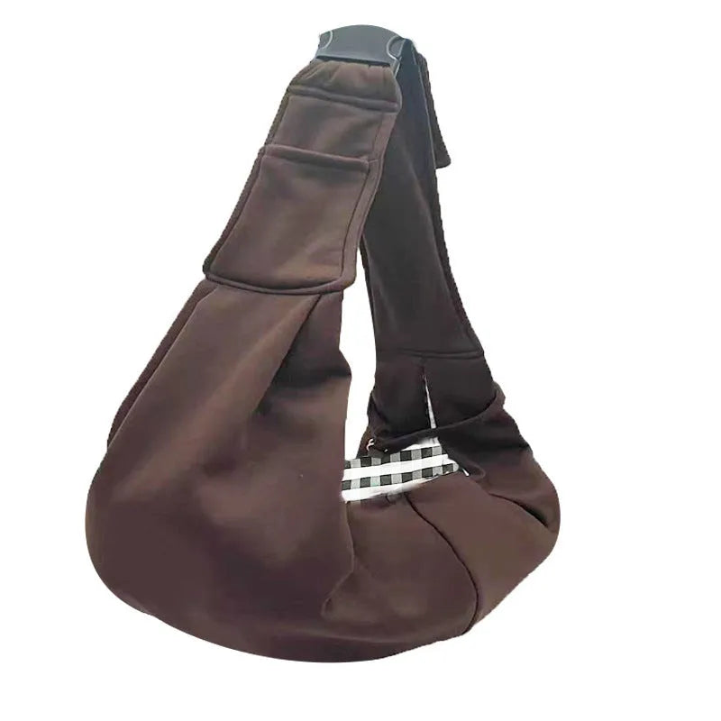 Grey foldable cat carrier bag with mesh windows and adjustable shoulder strap