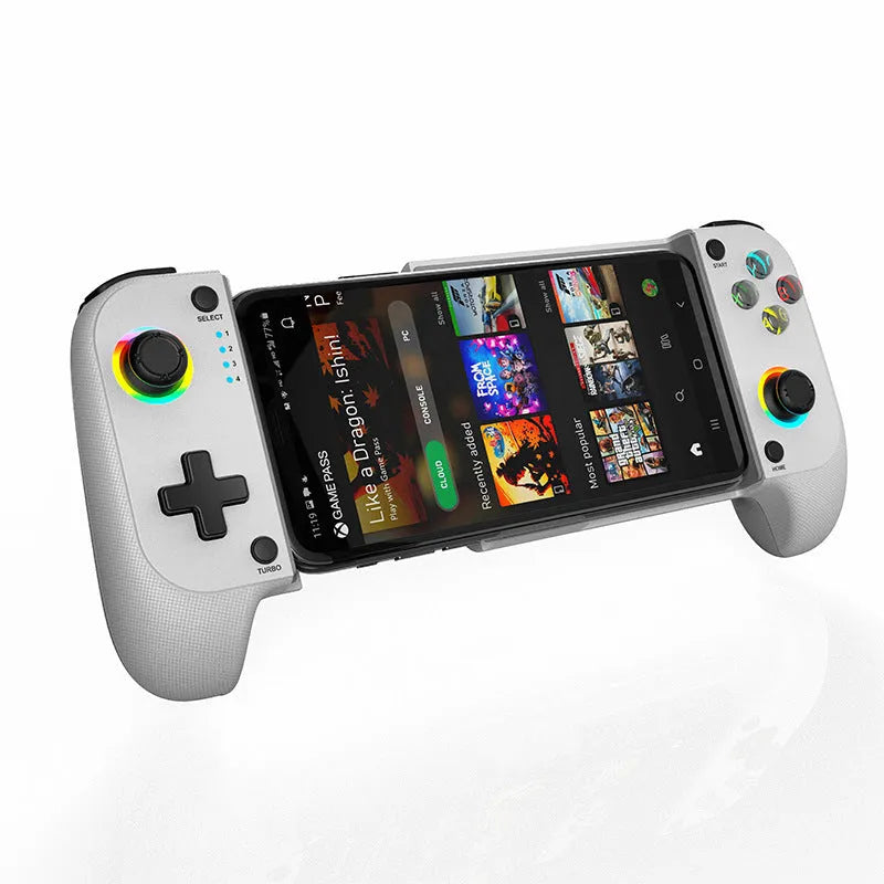 Bluetooth wireless game controller for mobile phones in black, red and blue, or white